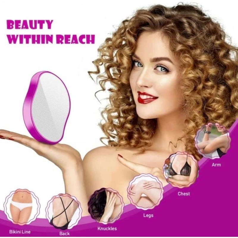 Crystal Hair Eraser - Removedor de pelos indolor para mulheres e homens, braços, pernas e costas, esfoliação suave portátil, reutilizável e lavável