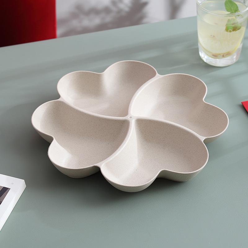 Heart-Shaped Wheat Straw Fruit and Candy Dish - Compartmented Snack Box for Home and Festivals Unboxed