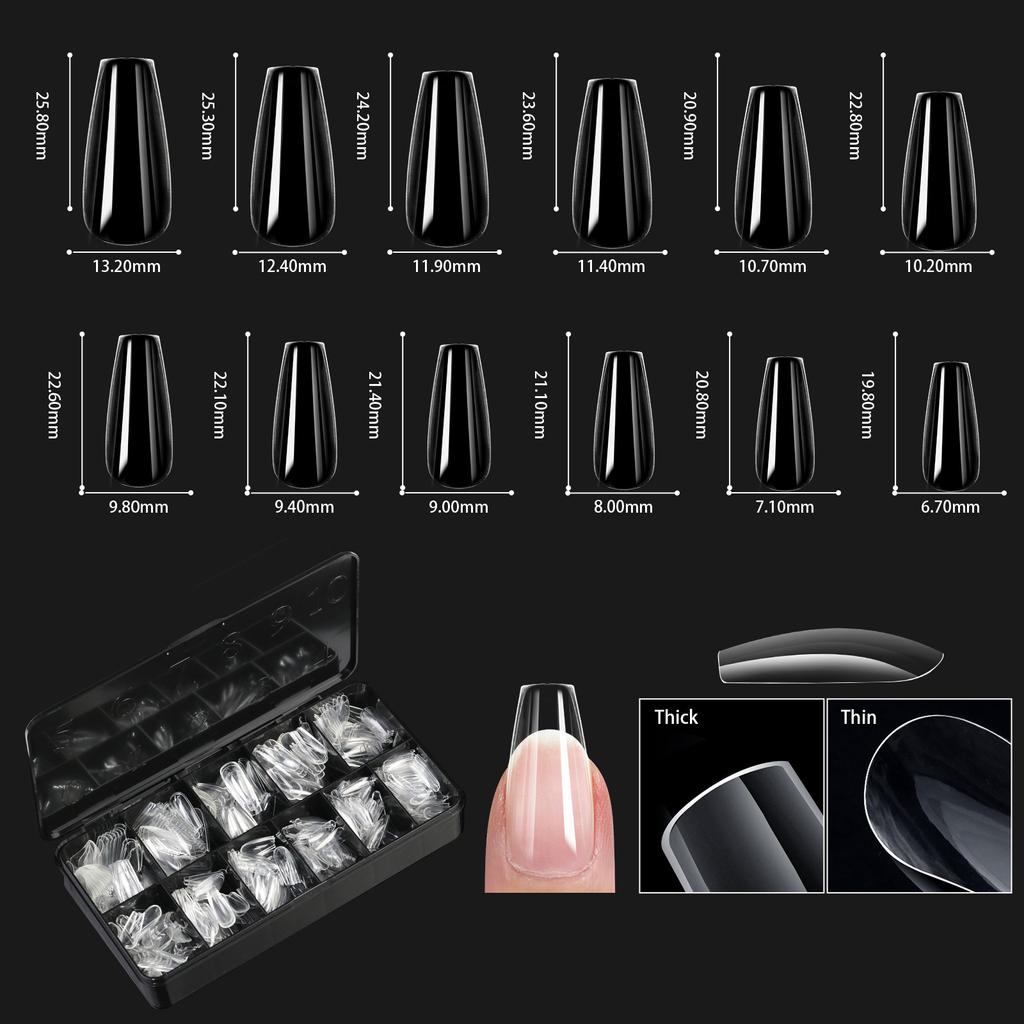 Europäische und amerikanische Maniküre, transparenter Nagel, Maniküre im Nageltyp, nahtlose künstliche Nagelbox, Sargnagel