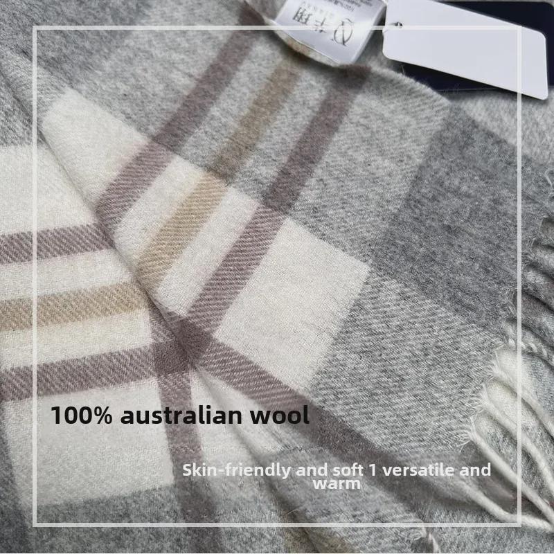 2024 Women's Winter British Style Scarf: 100% Pure Australian Wool, High-End & Warm