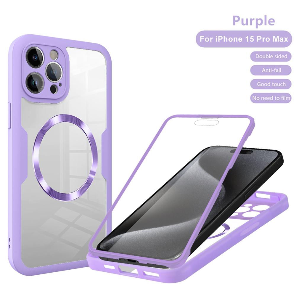 360 Full Protection Transparent Cover For iPhone 16 15 14 Plus 13 12 11 Pro Max For Magsafe Magnetic Case For iPhone 16 Pro Max