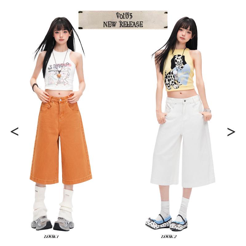 American Orange Cropped High-Waisted Wide-Leg Jeans for Women - Spring/Summer 2026 Collection