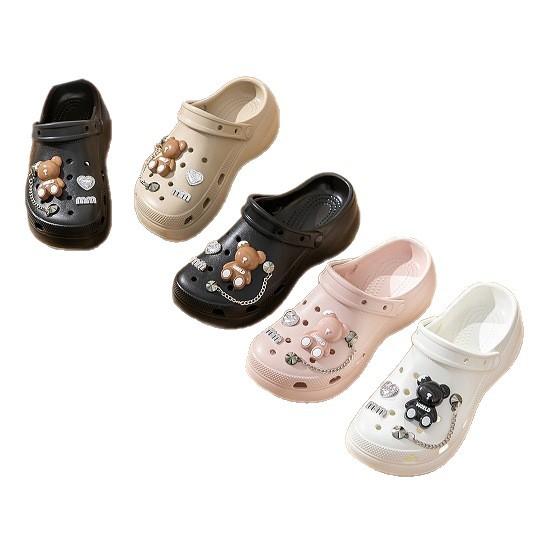 Lochschuhe Damen Plateau Oberbekleidung neu rutschfest Deodorant Strandmode erhöhend Eva Taschenkopf Hausschuhe Sommer