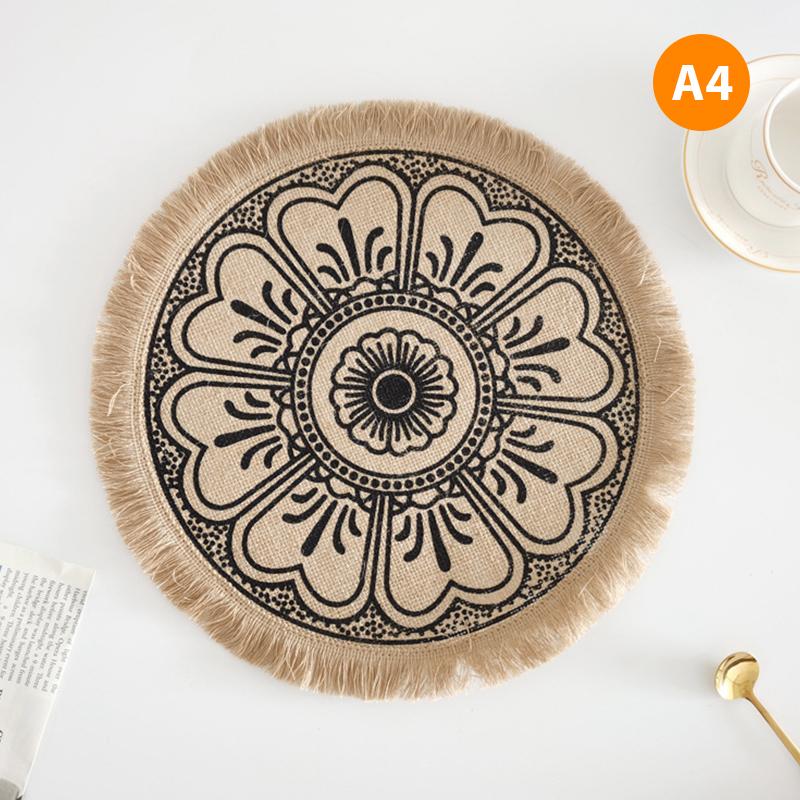 Einfache handgewebte Jute-Tischset-Untersetzer im Ins-Stil, Retro-Baumwollleinen, dekorativ