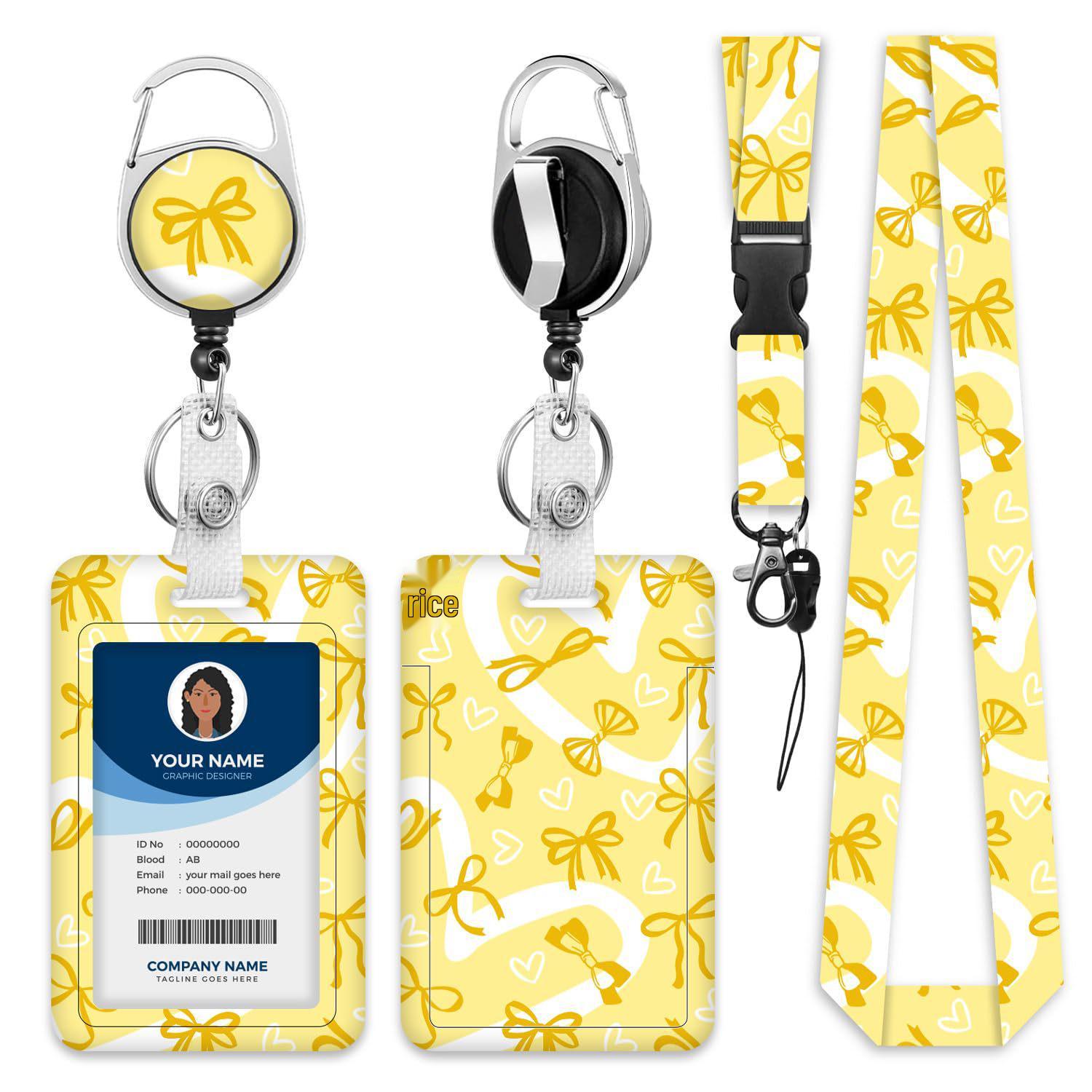 

Bowknot Retractable Badge Holder and ID Lanyard Clip жёлтый