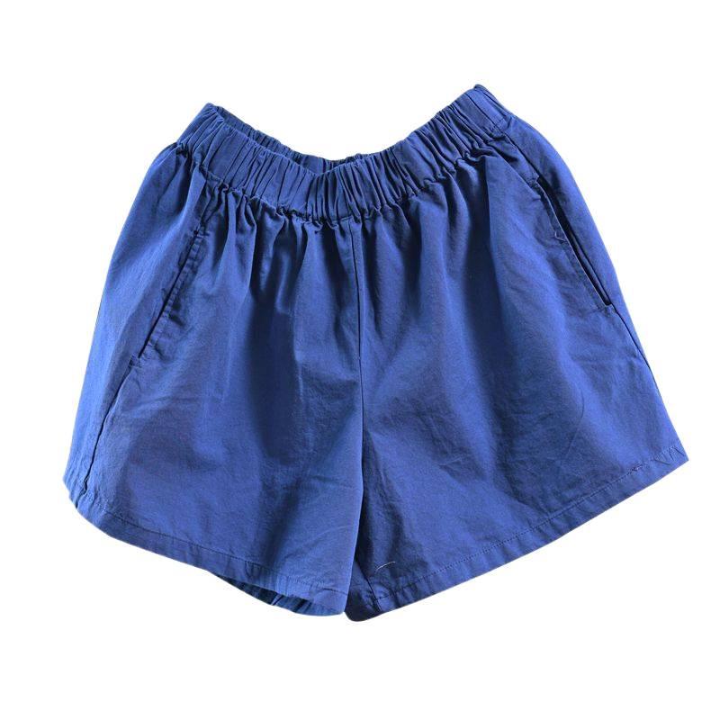Plus Size Women's Retro Artistic Cotton Summer Casual Elastic Waist Wide-Leg Shorts
