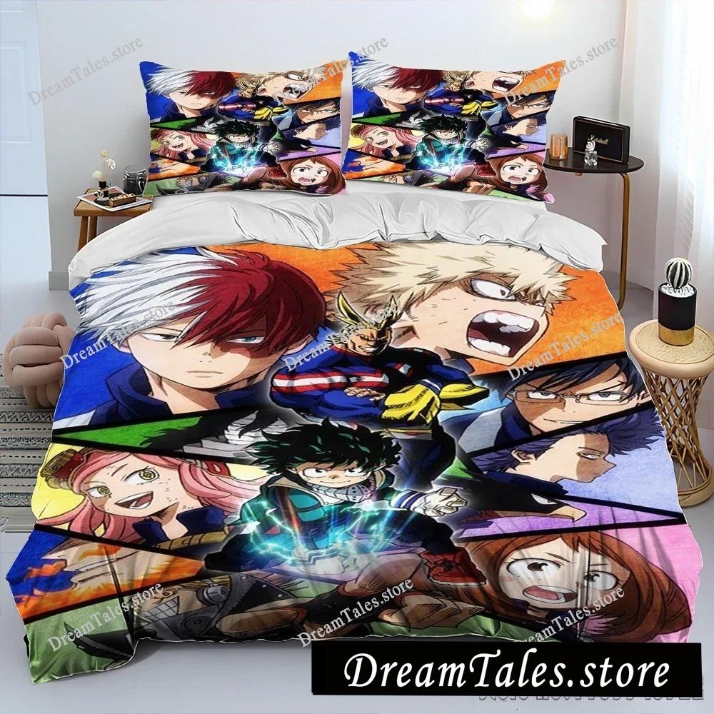 My Hero A-Academia Anime Cartoon Bettbezug-Set HD Deckenbezug für Kinder Bettwäsche-Sets Bettwäsche Schlafzimmer Dekor Luxuriöses Geschenk