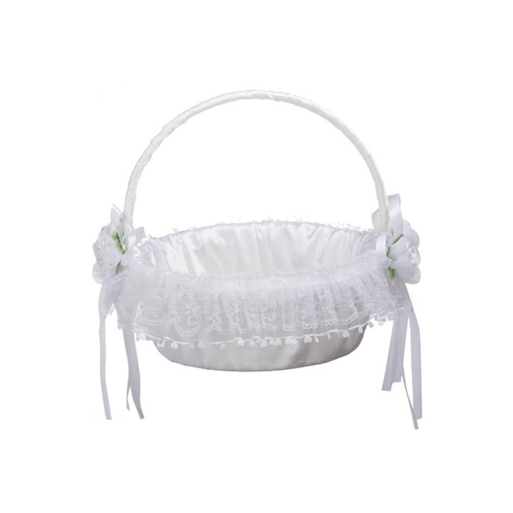 Schleife Schleife Blumenmädchen Korb Rose Blume Satin Schleife Handtasche Süße Hochzeitsfeier Dekorationen Party