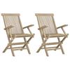 Garden Chairs 2 pcs Folding Grey 56x61x89 cm Solid Teak Wood