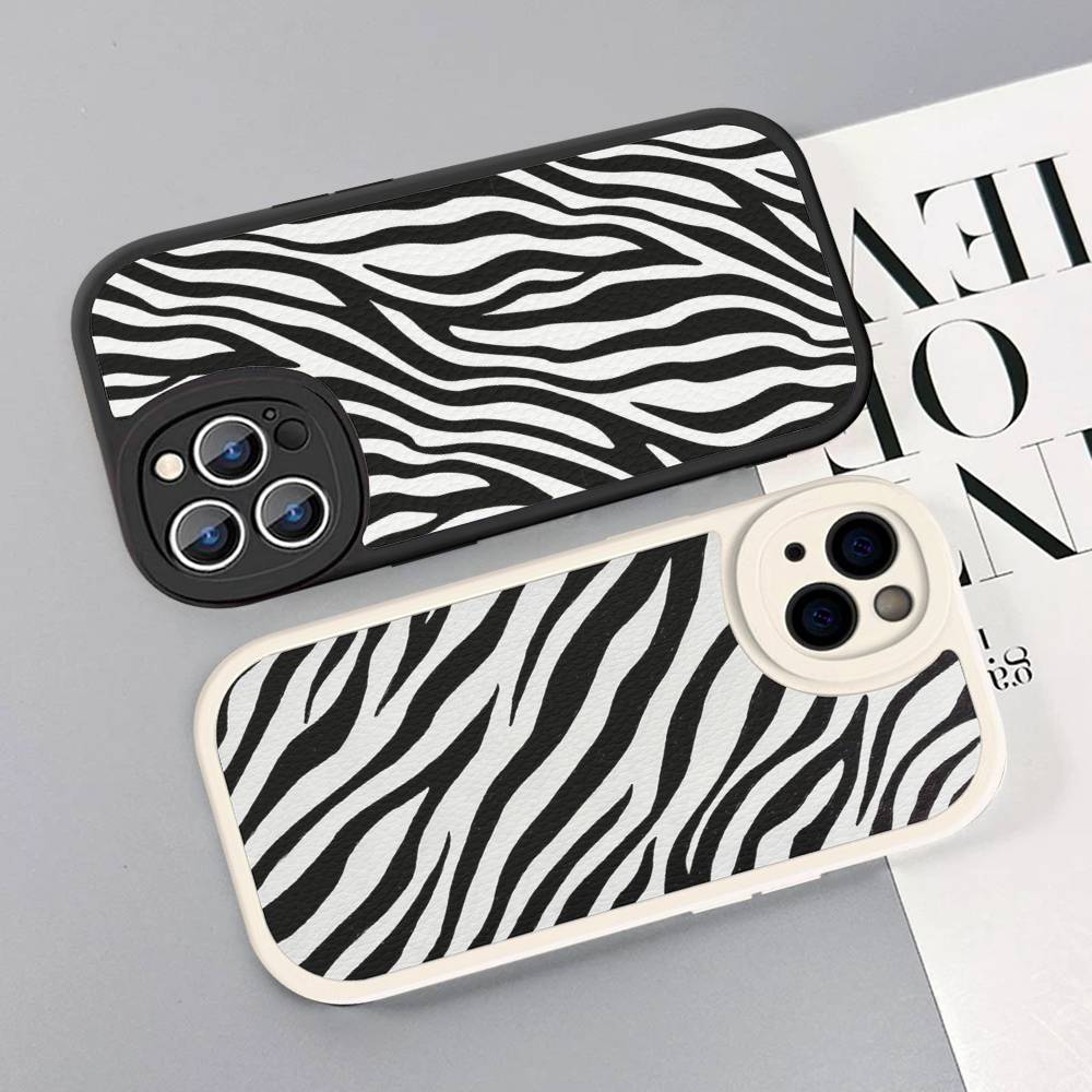 Zebra Print Clip Art For IPhone 16 15 14 13 12 11 Pro Max Plus Leather Phone Cover