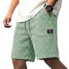 Men Corduroy Shorts Casual Loose Fit Elastic Waistband Drawstring Ribbed Texture Patch Pocket Design Summer Wear
