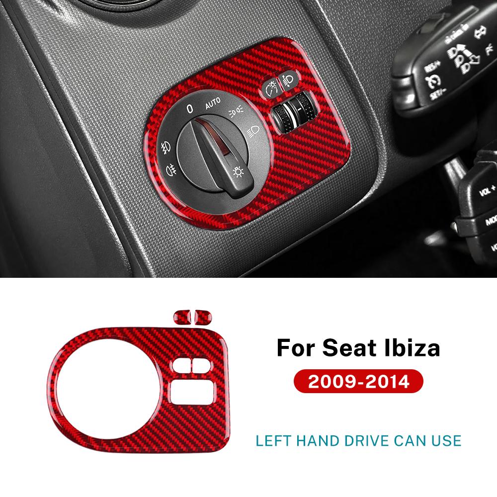 Real Soft Carbon Fiber Sticker For Seat Ibiza 6j 2009 2010 2011 2012 2013 2014 LHD RHD Car Headlight Switch Frame Interior Trim