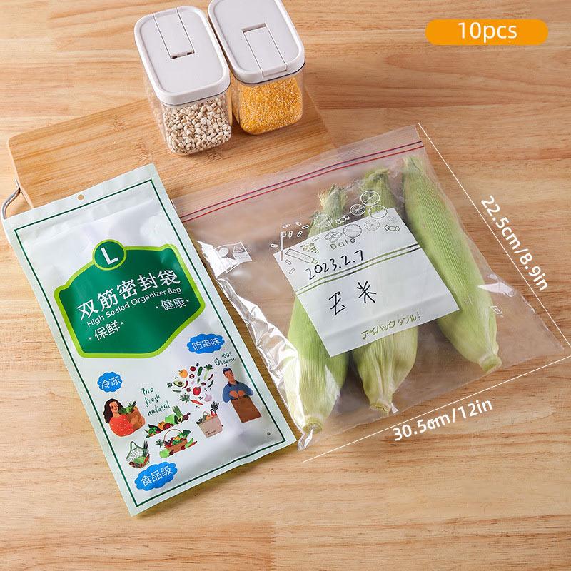 20/15/10pcs Fresh-Keeping Bag Household Food Sealed Bag Self-Sealing Frozen Sealed Compact Bag Refrigerator Storage Organiser