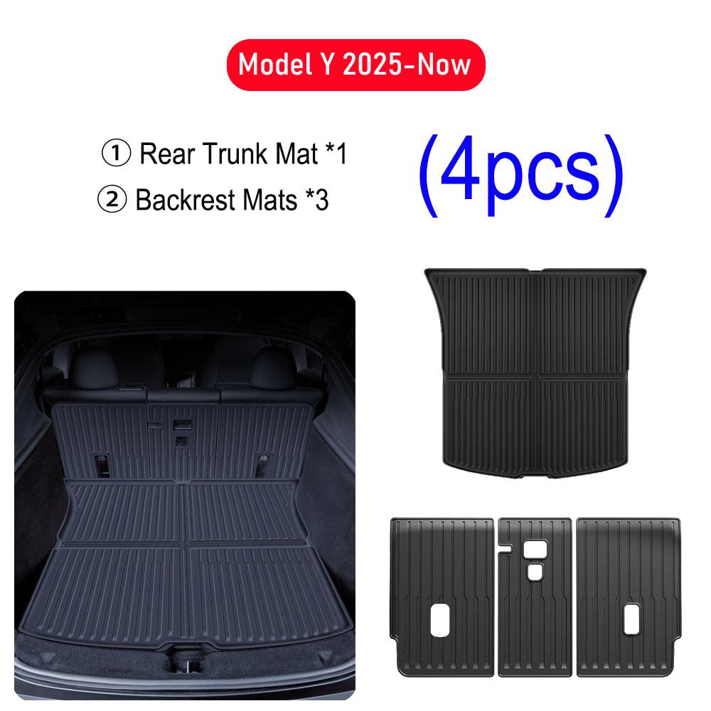 For Tesla Model Y Juniper 2025 2026 Front Rear Trunk Mats Cargo Mat Liner Seat Back Cover Pads All Weather Interior Accessories