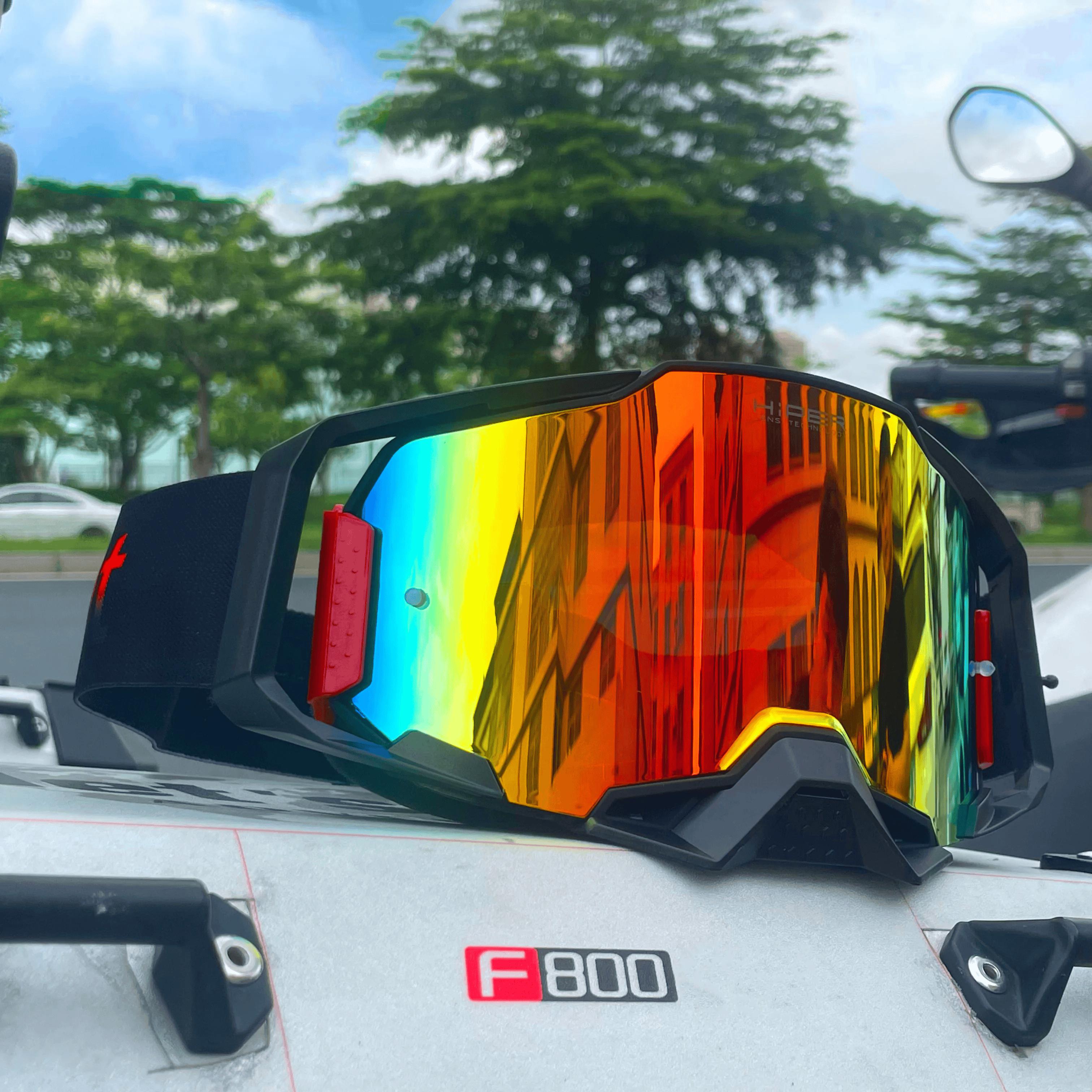 

Quick-Detachable Lens Motorcycle Goggles for MX, ATV, Off-Road & Ski - Helmet Compatible Sports Glasses with Face Shield