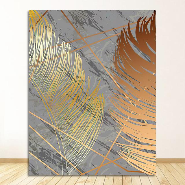 Nordic Pflanzen Poster und Druck Abstrakte Wand Kunst Wand Bilder für Wohnzimmer Moderne Dekor Schwarz Golden Leaf Leinwand Malerei