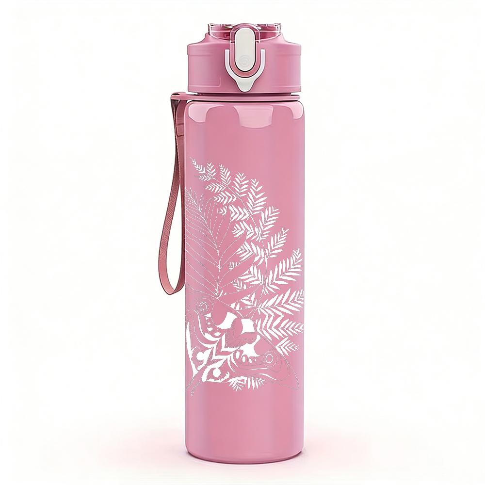 1PC Blank pale white empty faded print 750ml colorful plastic sports water bottle leakproof pop up lid with straw for outdoor work home use