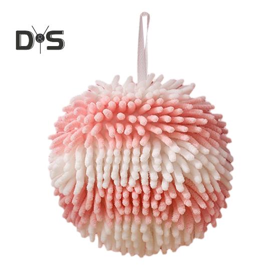 

Рушник для рук зі шнурком для підвішування Сильно вбирає воду, швидко висихає, надтонкі волокна, потовщені кольоровими блоками, багаторазова серветка для чищення кухні, ванної кімнати рожевий