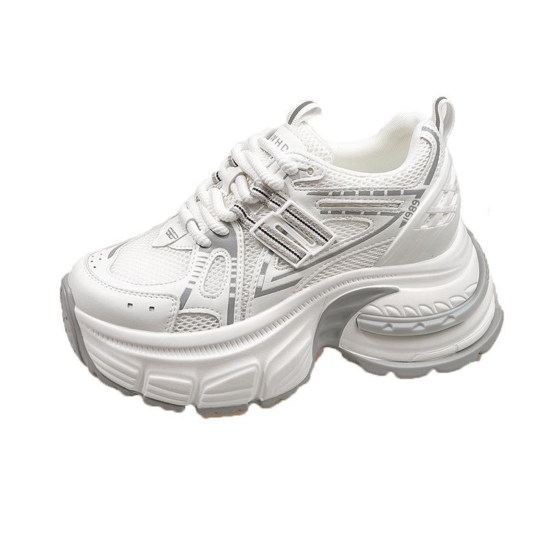 8CM inner height increase dad shoes women 2025 summer new versatile popular small mesh breathable sports shoes tide