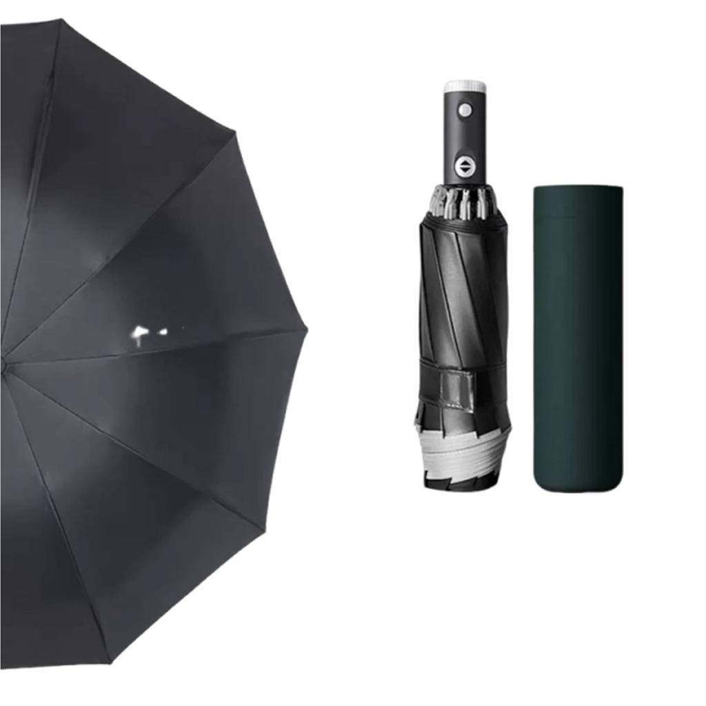 2025 LED Automatic Umbrella Reflective Stripe Reverse Led Light Umbrella Three Folding Inverted 10 Ribs Windproof Umbrellas