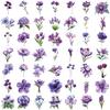 50 Transparent Cartoon Purple Floral Sticker Package Waterproof Transparent PET Handbook Material Decorative Guitar Notebook