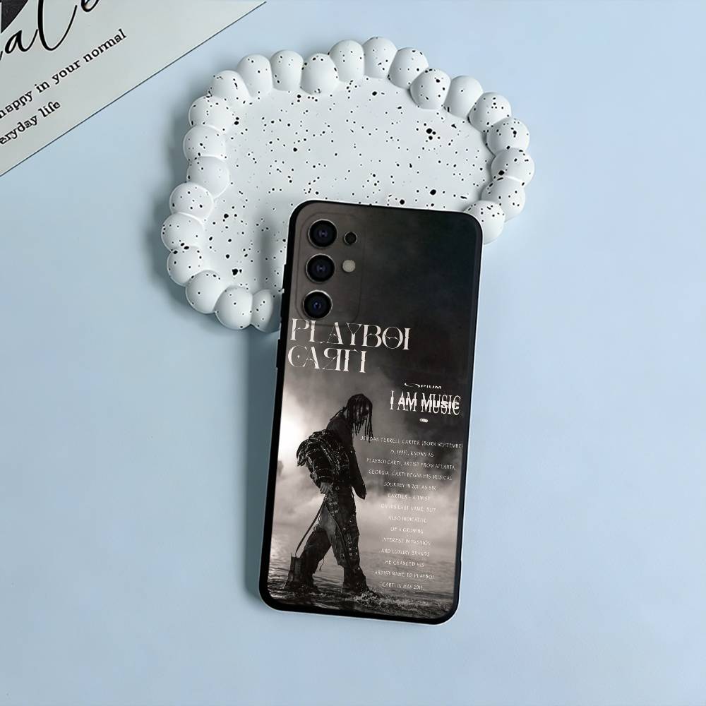 I AM MUSIC (Playboi Carti) Black Soft Silicone Phone Case for Samsung S25, S24, S21, S22, S23, S30, Ultra, S20, Plus, FE, Lite