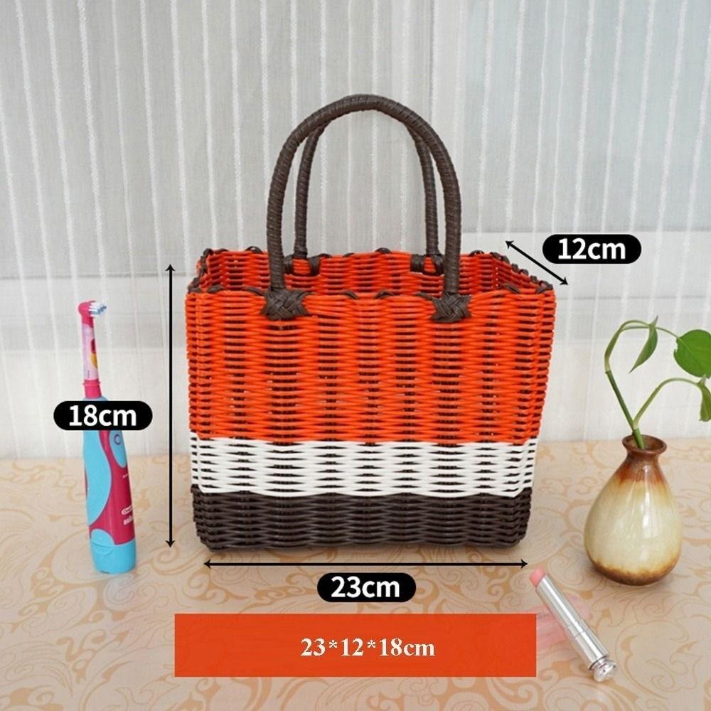 Cesta de Almacenamiento de Mimbre Tejido para Picnic, Empaque de Frutas y Verduras para el Hogar, PE