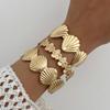 Metallic Flower Bracelet Ocean Vacation Fan Shell Open Bracelet