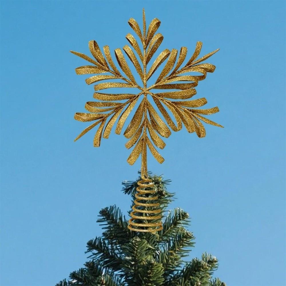 Hollow Christmas Tree Topper Iron Snowflake Ornaments Creative Glitter Christmas Tree Decoration