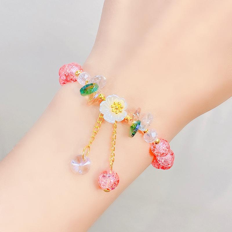 Fashion Natural Stone Bracelet Elegant Lily of the Valley Flower Pendant Elastic Beaded Bracelets for Women Party Jewelry Gift