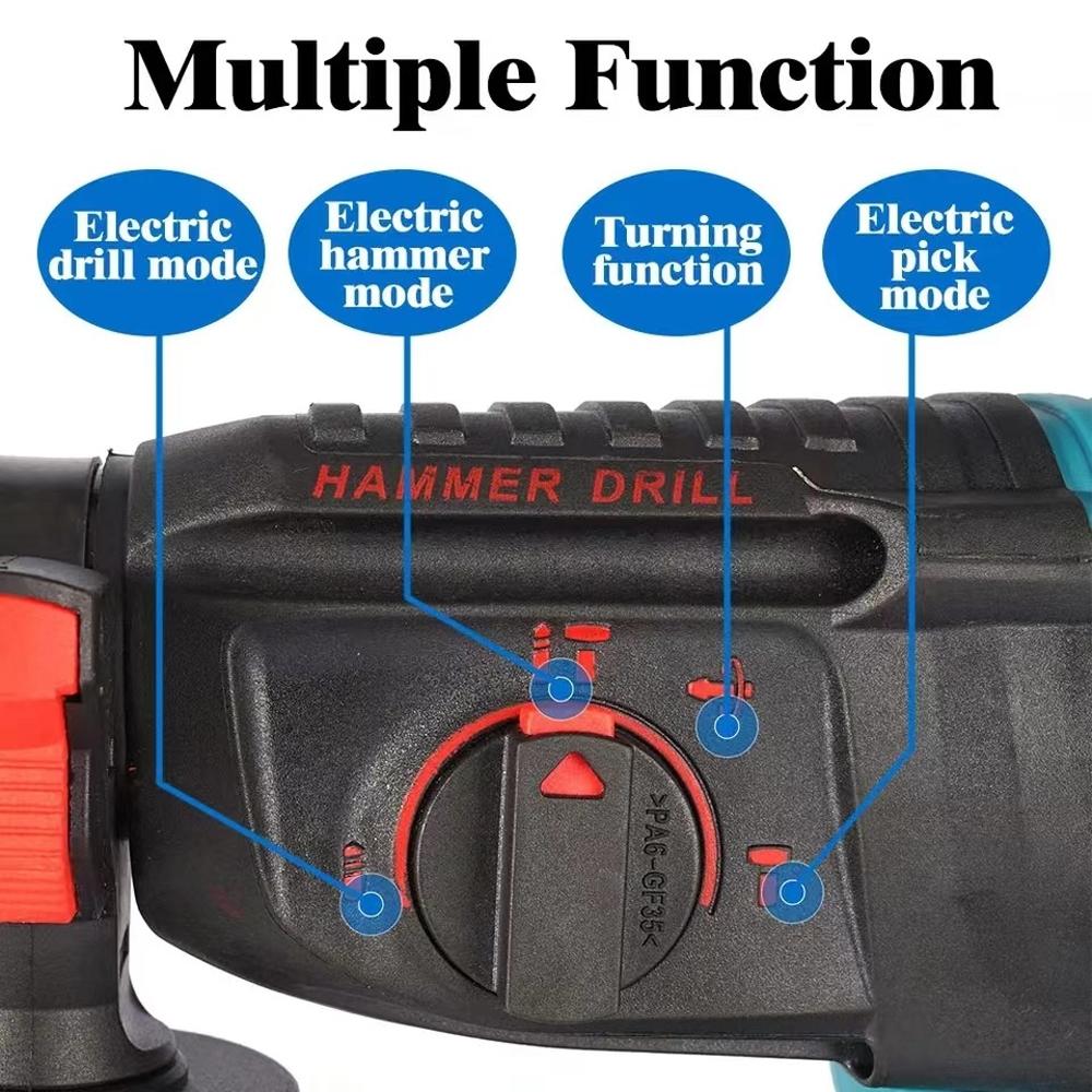 26MM Brushless Electric Hammer Drill Multifunctional Rotary Cordless Rechargeable Power Tools Fit Makita 18V Battery