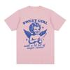 Sweet Girl with Anger Issues T Shirt Funny Angel Lovers T-shirts 100% Cotton Casual Oversized Short Sleeve Tee Shirt Unisex