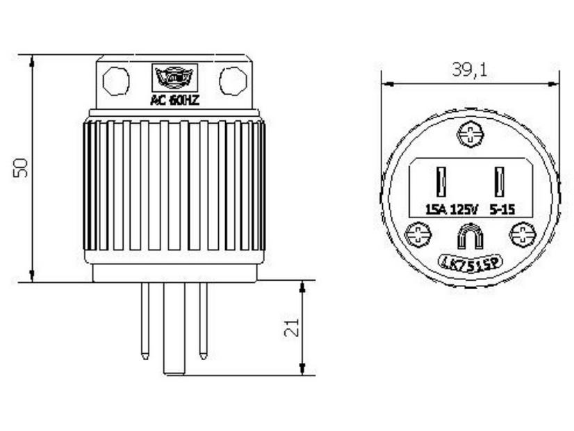UL Certified 15A 125V US/Canada Industrial Power Plug Socket LK7515P
