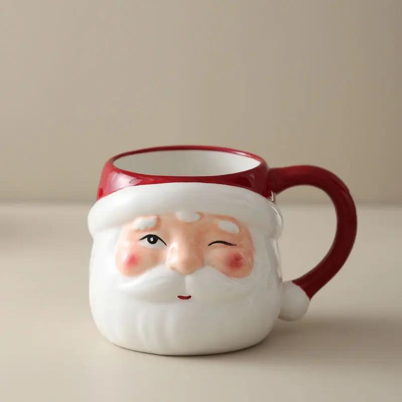Weihnachtstasse Großes Fassungsvermögen 650ml Keramiktasse Unterglasurfarbe Weihnachtsmann Wasserbecher Snacks Dessert Untertasse