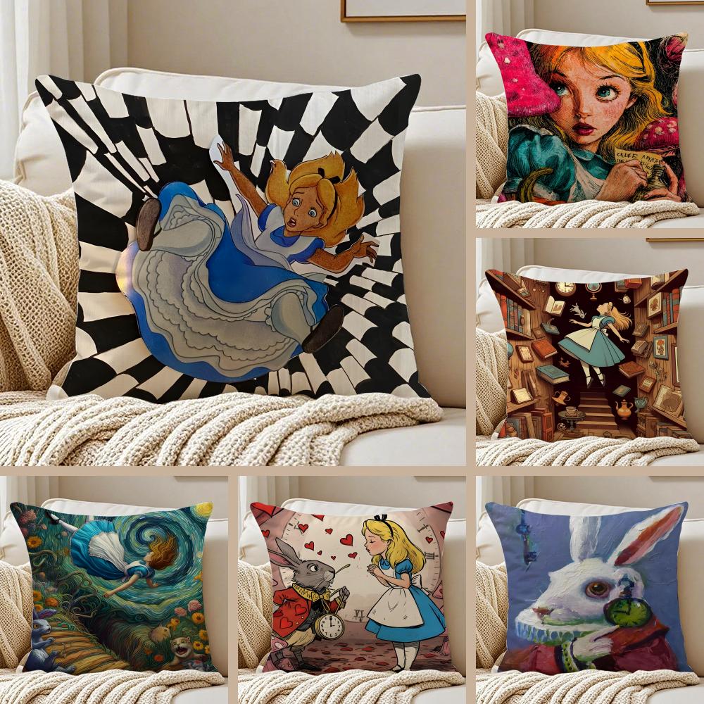 Fairy Tale AAlices Adventures in Wonderland Cushion Cover Pillowcase Antidustmite living Room Sofa Decor Cushion Room