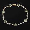 NUOYA Fashion Jewelry Green Four-Leaf Clover Chain Bracelet Flower Design Setting Bling Zircon Fine Chain Bracelet for Women