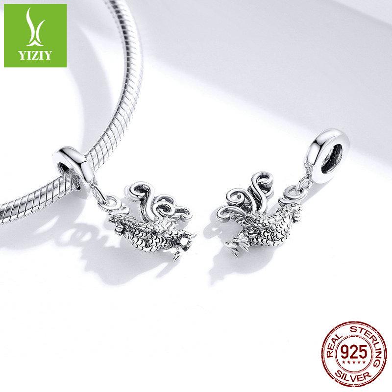 S925 Silver Rooster Pendant for DIY European & American Beaded Bracelets SCC1337