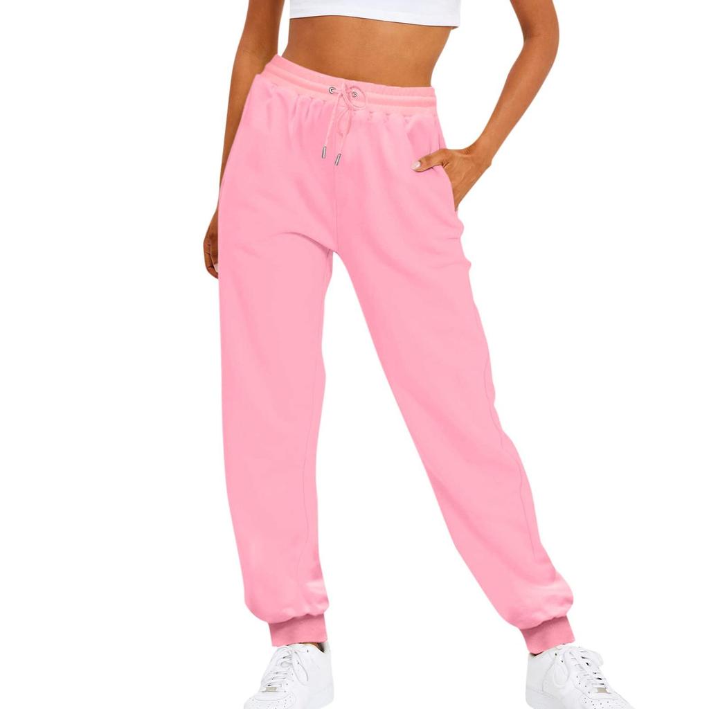 Pantaloni da donna tinta unita, pantaloni da donna, pantaloni lunghi da tuta, pantaloni da jogging in pile, pantaloni sportivi, moda casual, larghi, neri e rossi