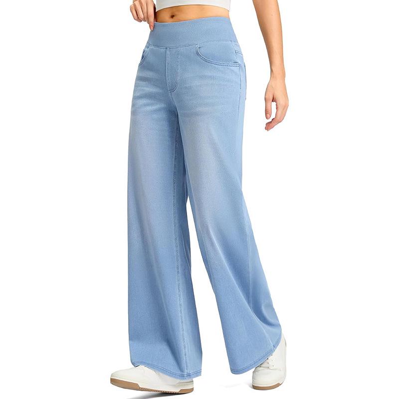 2025 High Waist Women's Wide Leg Jeans with Elastic Abdominal Control
