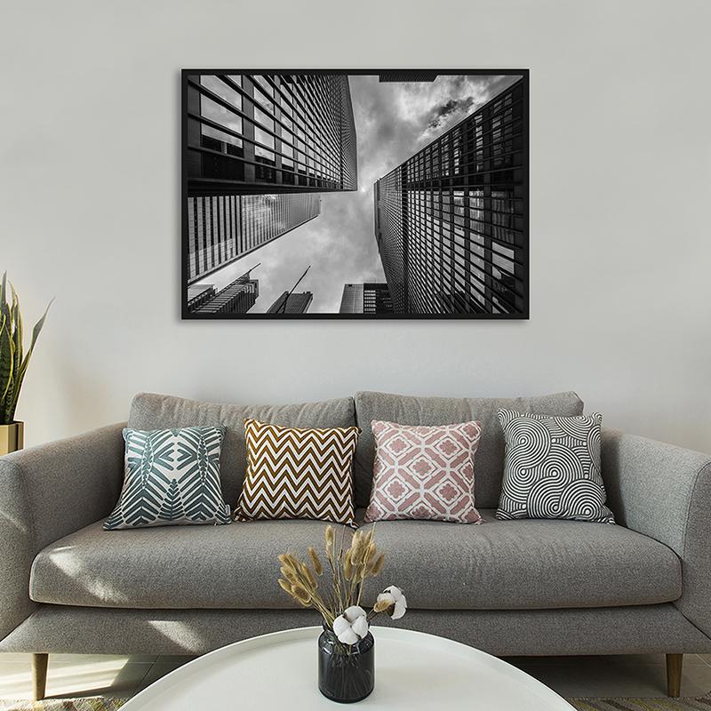 WCIC Art Prints Black And White Architectural Decoration Painting Art Cloth Home Background Wall Decoration Painting Hanging Painting