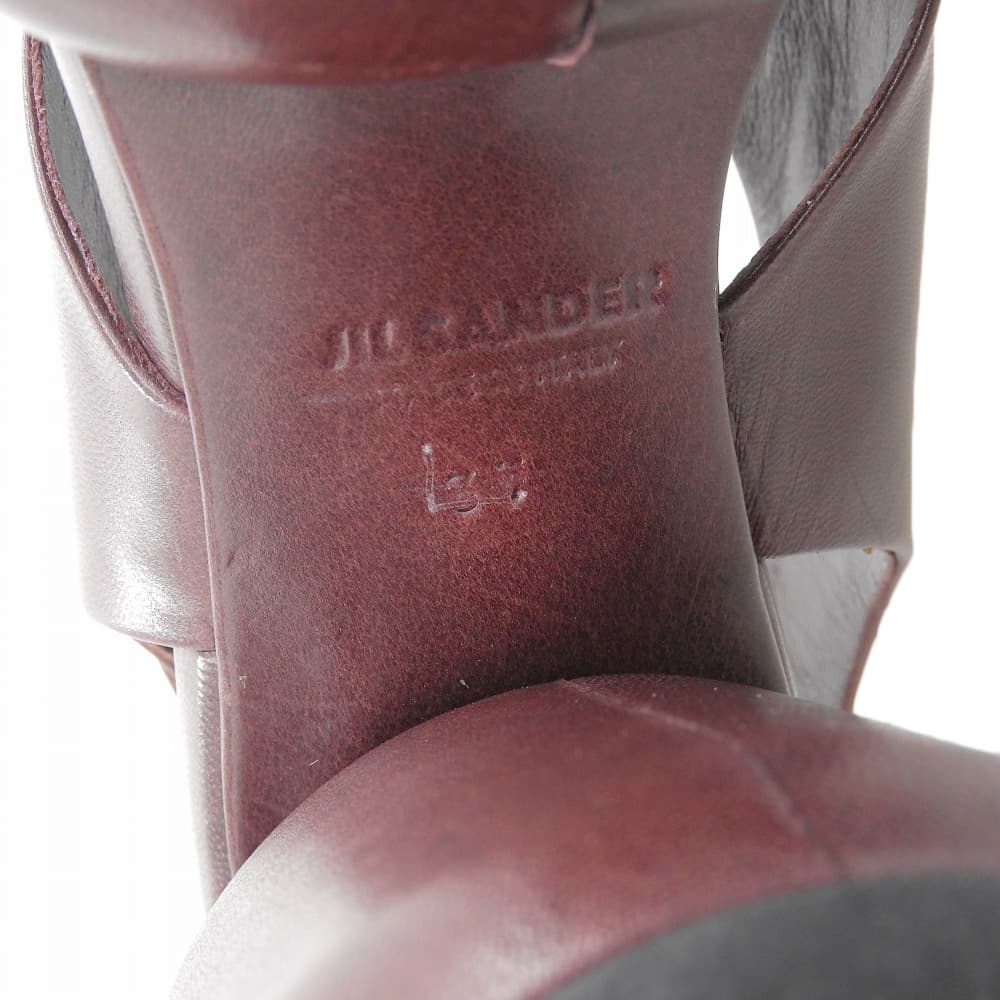 Jil Sander Women's Leather Sandals, Bordeaux, Size 37, JS38037A, 22Stainless Steel Shoes 37 BordeauxUsed