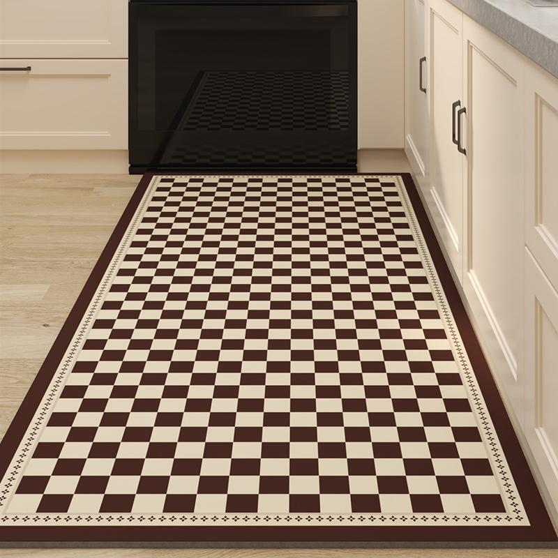 Rug for Kitchen Vinyl Carpet Pvc Waterproof Floor Mat Leather Oil-proof Non-slip Mats Checkerboard Classic Home Decoration Rugs