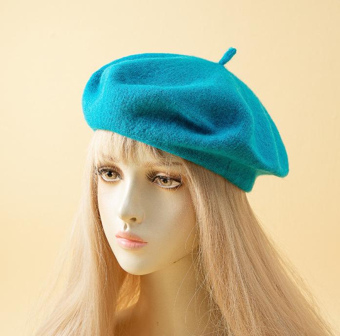 Женский легкий однотонный простой берет Temperament озеро синий
