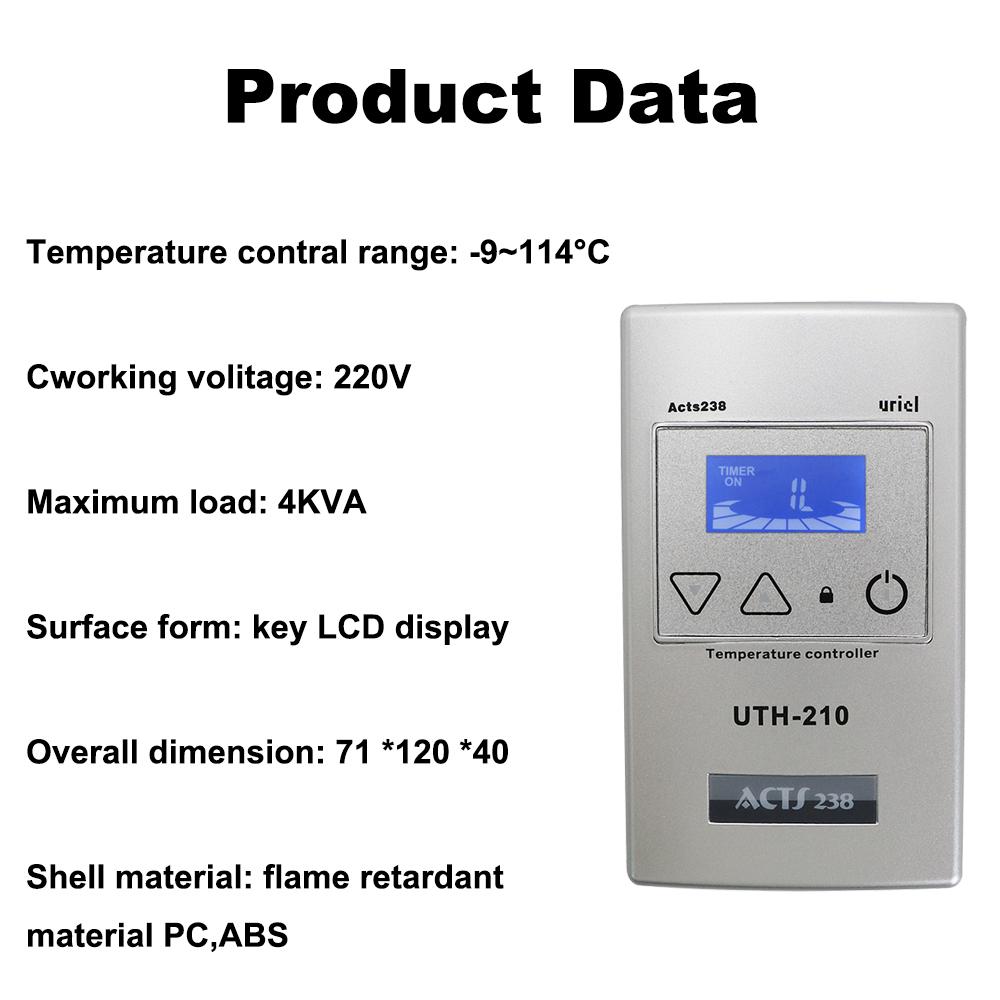 UTH-210 18A High Power Electric Heating Temperature Controller Electric Heating Film Sweat Room Intelligent Thermostat Yoga Room Thermostat