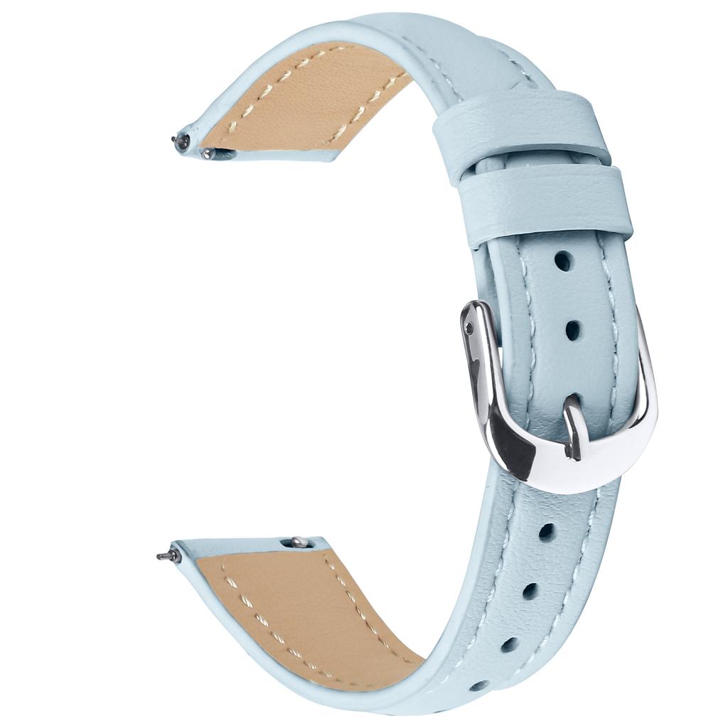 For Huawei Watch GT 5 41mm Watch Band 18mm Slim Genuine Cow Leather Strap with Silver Buckle