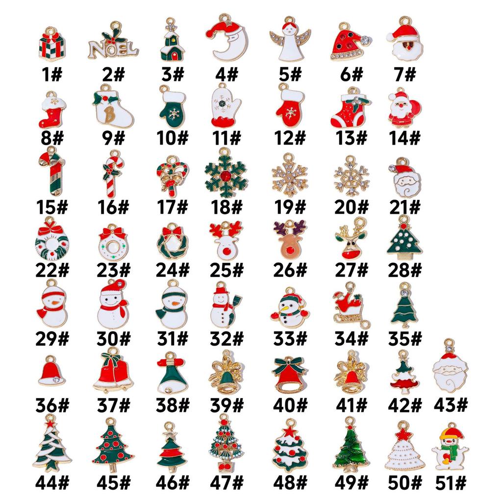 Mixed Christmas Theme Keychains Clip-on Pendants DIYJewelry Making Supplies for Necklaces Earrings Bracelets Handmade Xmas Gifts