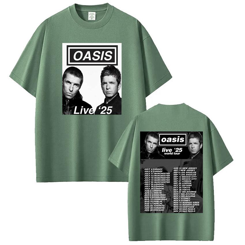 British Rock Band OASIS Live 25 World Tour 2025  Tshirt Men Woman Oversized T Shirts Hip Hop Summer Cotton Gothic Punk Tshirts