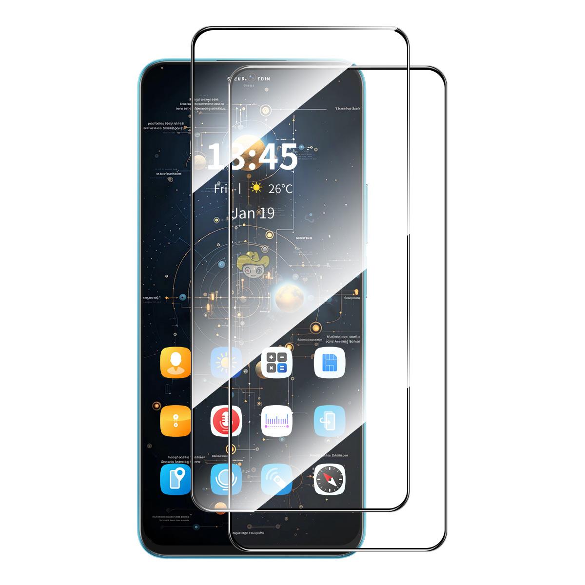 

For Xiaomi Redmi 13x 4G 2Pcs Screen Protector ENKAY HAT PRINCE 9H Silk Printing 0.26mm Tempered Glass Transparent