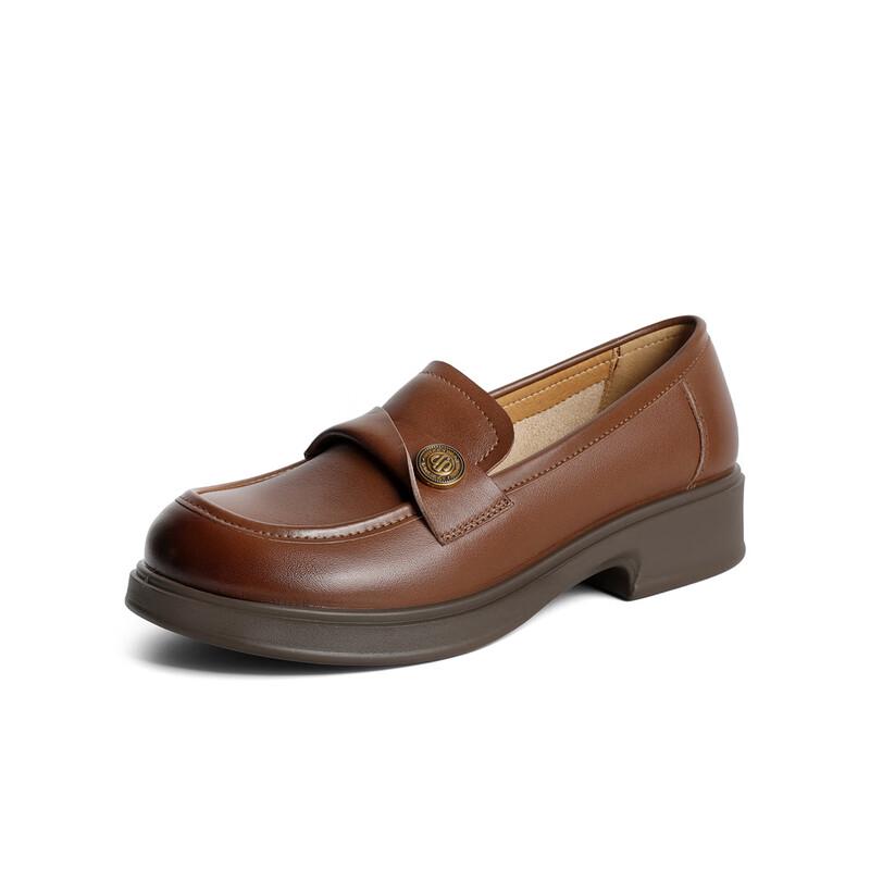 SENDA Women s Leather Slip-On Loafers 36