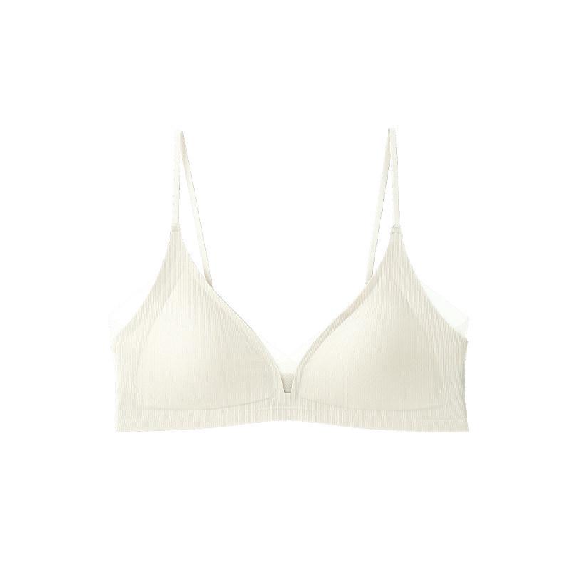 

French V-Neck Invisible Skin Tone Backless Bra for Women - Thin Straps, Summer Fit, Small Chest Support S